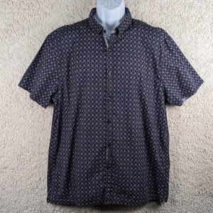 Bruno* Men's Short Sleeve Button Down Straight Hem BOHO Print Shirt~ Size‎ XL
